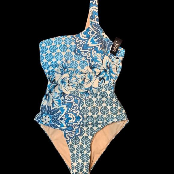 WHBM One Piece NWT Women's X-Small Mandala Swim Poolside O-Ring Back Cut Out - Picture 2 of 11